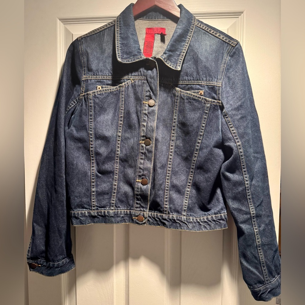 BCBG Dark Blue Denim Cotton Jean Jacket